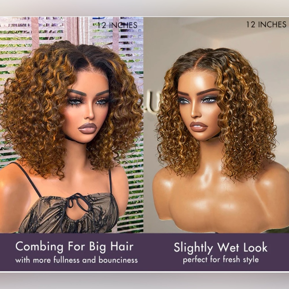 Curly Brown Wig with Highlights